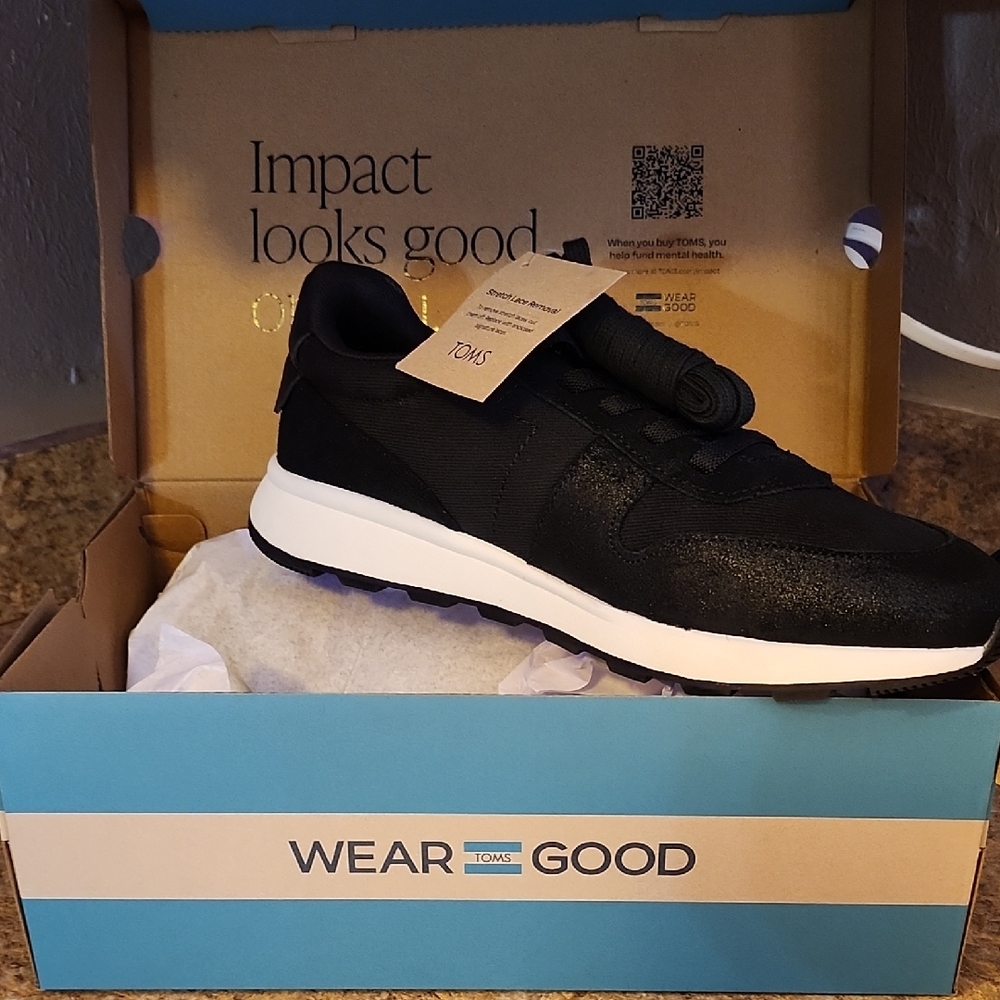 TOMS Womens Black and White Sneakers